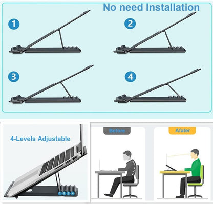 Laptop Stand-Ventilated Adjustable Computer Holder Desktop Notebook Stand for Macbook Air Pro, Dell XPS, Fits up to 13-16'' Laptop(Silver)