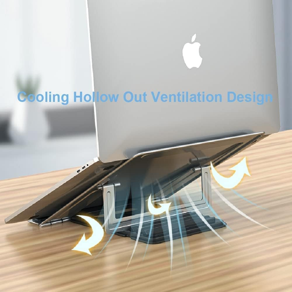 Laptop Stand-Ventilated Adjustable Computer Holder Desktop Notebook Stand for Macbook Air Pro, Dell XPS, Fits up to 13-16'' Laptop(Silver)