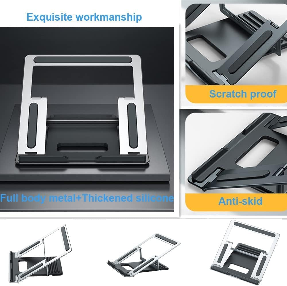 Laptop Stand-Ventilated Adjustable Computer Holder Desktop Notebook Stand for Macbook Air Pro, Dell XPS, Fits up to 13-16'' Laptop(Silver)