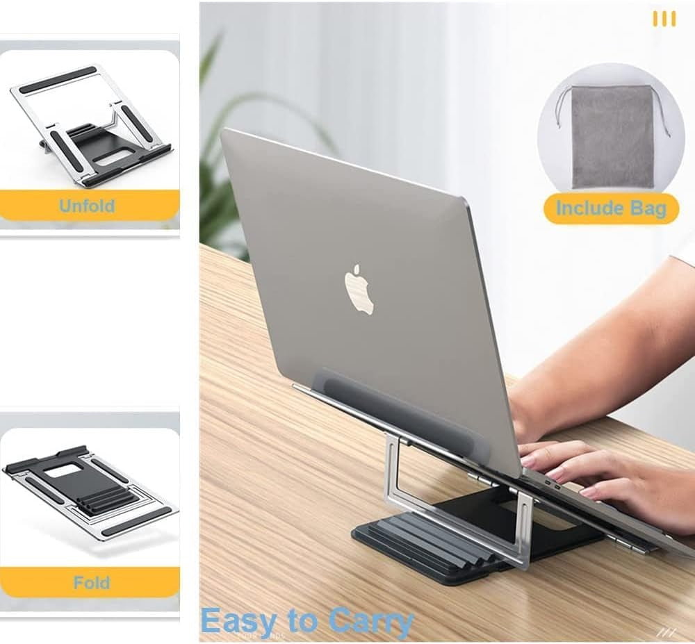 Laptop Stand-Ventilated Adjustable Computer Holder Desktop Notebook Stand for Macbook Air Pro, Dell XPS, Fits up to 13-16'' Laptop(Silver)