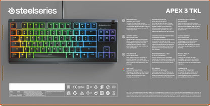 Apex 3 TKL RGB Gaming Keyboard - Tenkeyless - Water & Dust Resistant - PC and USB-A